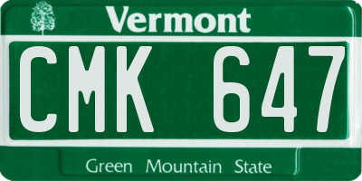 VT license plate CMK647
