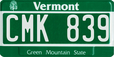 VT license plate CMK839