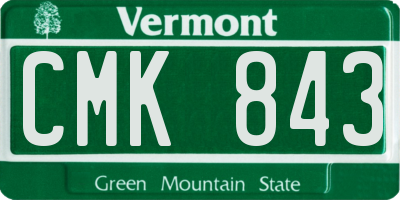 VT license plate CMK843