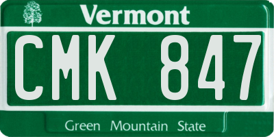VT license plate CMK847