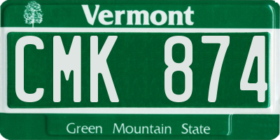 VT license plate CMK874