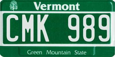 VT license plate CMK989