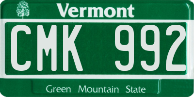 VT license plate CMK992