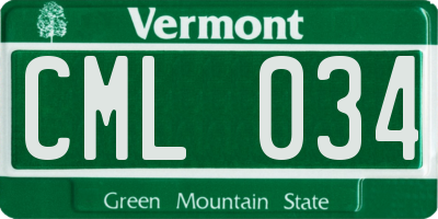 VT license plate CML034
