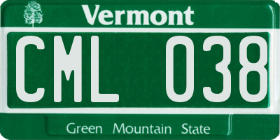 VT license plate CML038