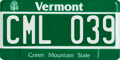 VT license plate CML039