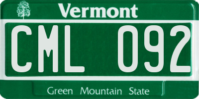 VT license plate CML092