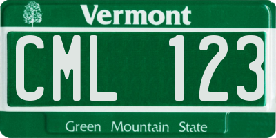 VT license plate CML123