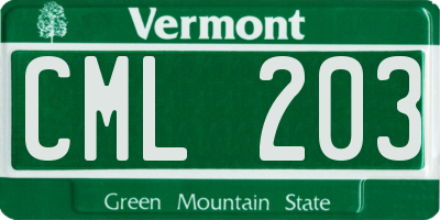 VT license plate CML203