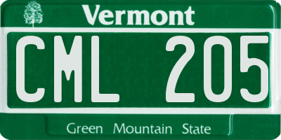 VT license plate CML205