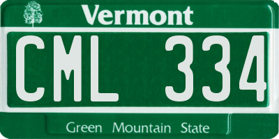 VT license plate CML334