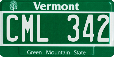 VT license plate CML342