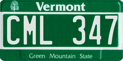 VT license plate CML347