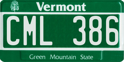 VT license plate CML386