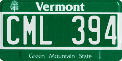 VT license plate CML394