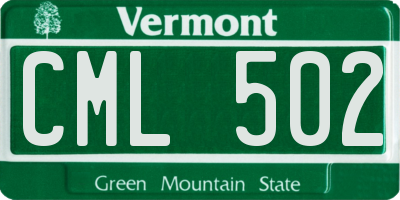 VT license plate CML502