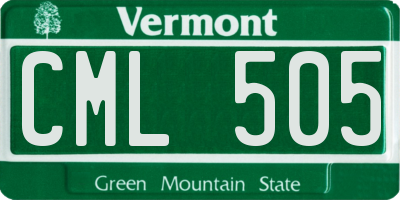 VT license plate CML505