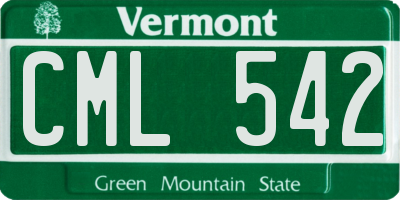 VT license plate CML542