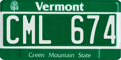 VT license plate CML674