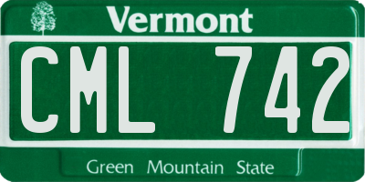 VT license plate CML742