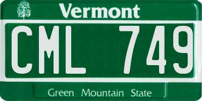 VT license plate CML749