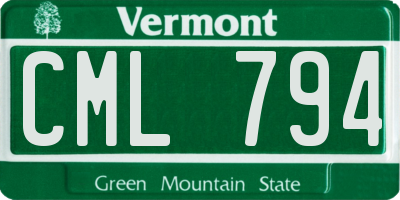 VT license plate CML794