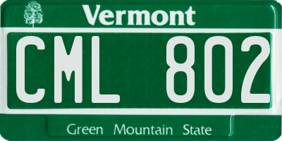 VT license plate CML802