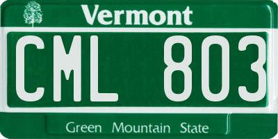 VT license plate CML803