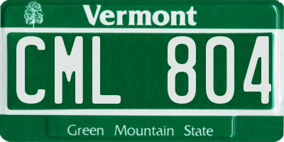 VT license plate CML804