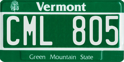 VT license plate CML805