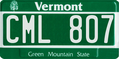 VT license plate CML807