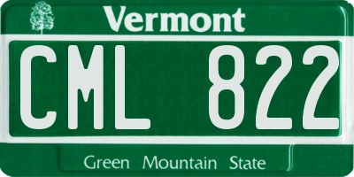 VT license plate CML822
