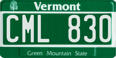 VT license plate CML830