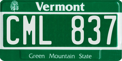 VT license plate CML837