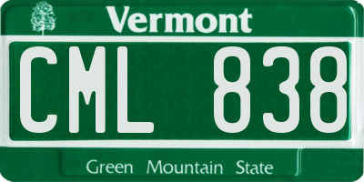 VT license plate CML838