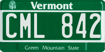 VT license plate CML842