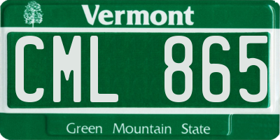 VT license plate CML865
