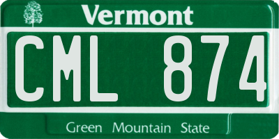 VT license plate CML874