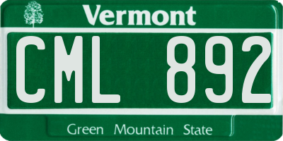 VT license plate CML892