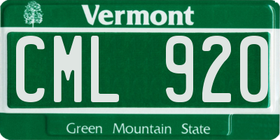 VT license plate CML920