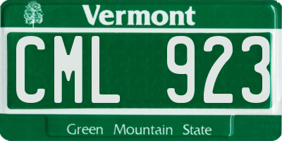 VT license plate CML923