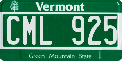 VT license plate CML925