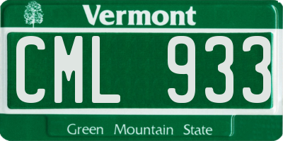 VT license plate CML933