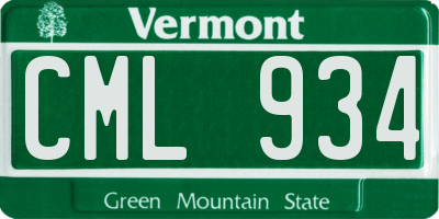 VT license plate CML934
