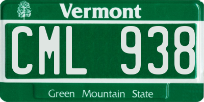 VT license plate CML938