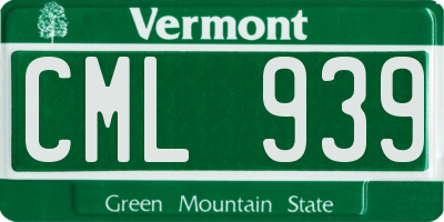 VT license plate CML939