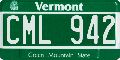 VT license plate CML942