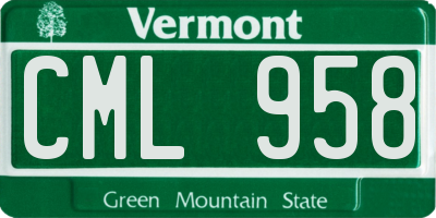 VT license plate CML958