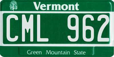 VT license plate CML962