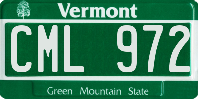 VT license plate CML972